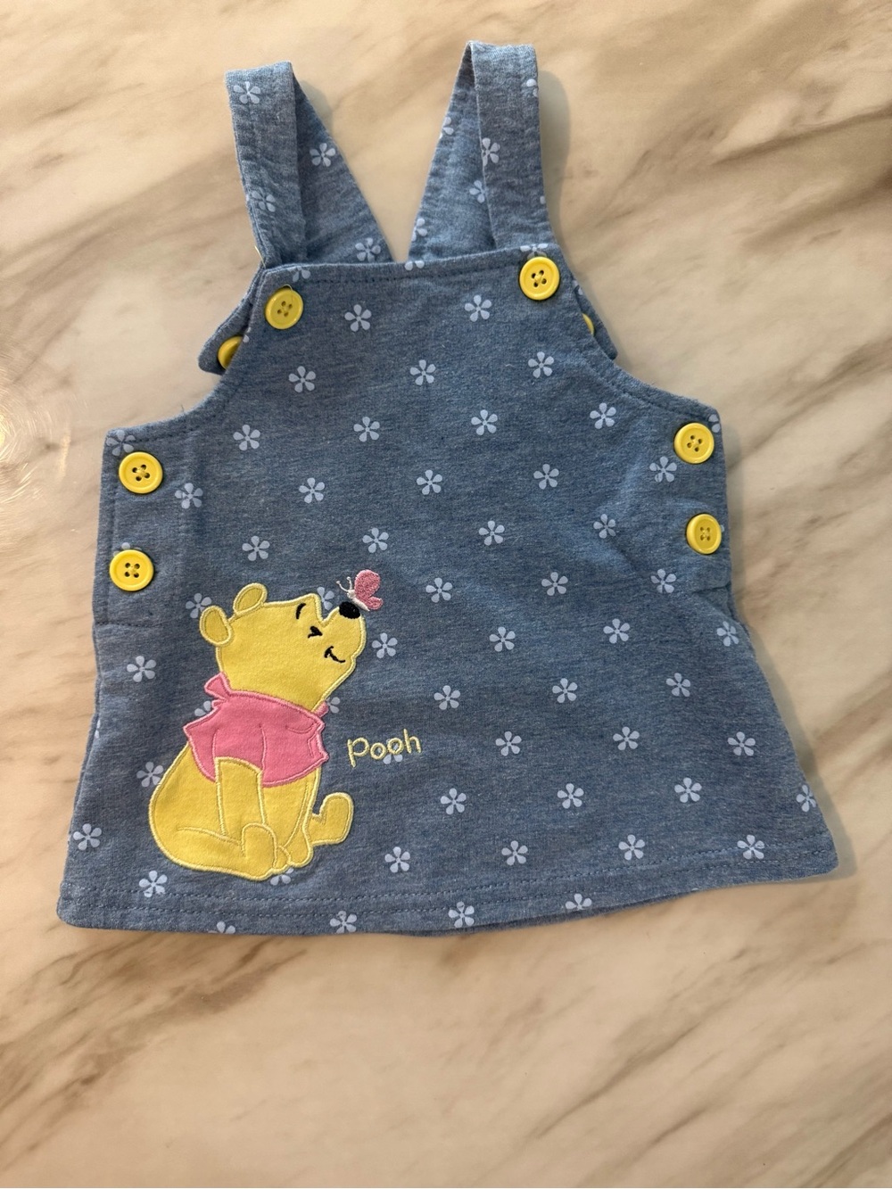 Winnie the Pooh Embroidered Blue Denim Style Dress